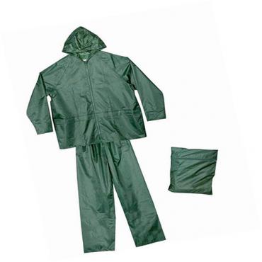 Traje impermeable verde poliester con capucha. Talla XXL