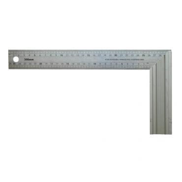 Escuadra profesional en acero inoxidable y talonera de aluminio rectificado. 300 mm.