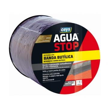 Aguastop banda impermeable butílica. Color gris 15cmX10m