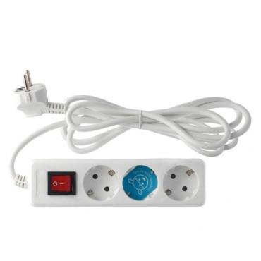 Base 3 tomas con interruptor y cable de 3 mts.