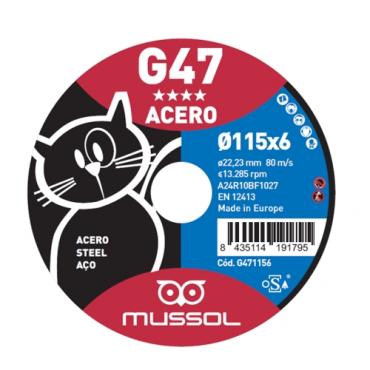Disco G47 desbaste acero Gato Ø 125x6 mm eje 22.23 mm