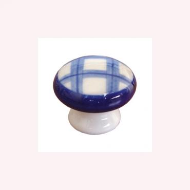 Pomo de porcelana cuadros azul 33 mm. 423M6