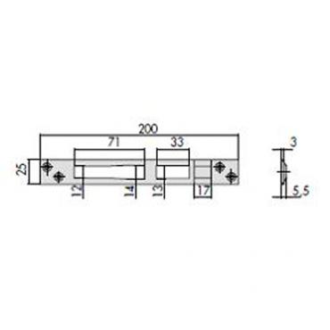 Cerradero acero inox 200x25x5,5 mm