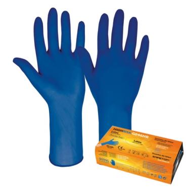 Caja 50 guantes de latex HIGH RISK S-CLOR. Color azul (Talla L)