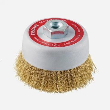 Cepillo vaso ondulado F-24 Ø100/M14/0.30 Acero latonado.