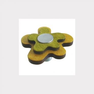 Pomo de madera amarillo / verde - cromo mate 678AV