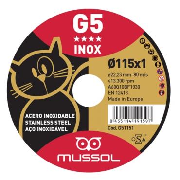 Disco G5 corte extrafino inox gato ø 115x1 mm