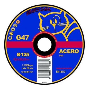 Disco G47 desbaste acero gato Ø115x6 mm eje 22.23mm