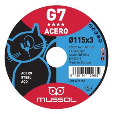 Disco G7 corte acero gato Ø 230x3 mm eje 22.23 mm