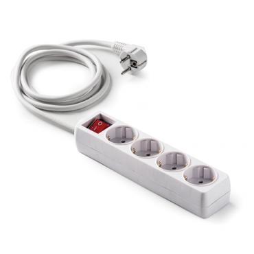 Base múltiple 4 tomas TT. Cable 1.5 Mt con interruptor
