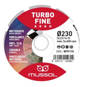 Disco diamante Turbo Fast 230mm eje 22,23mm